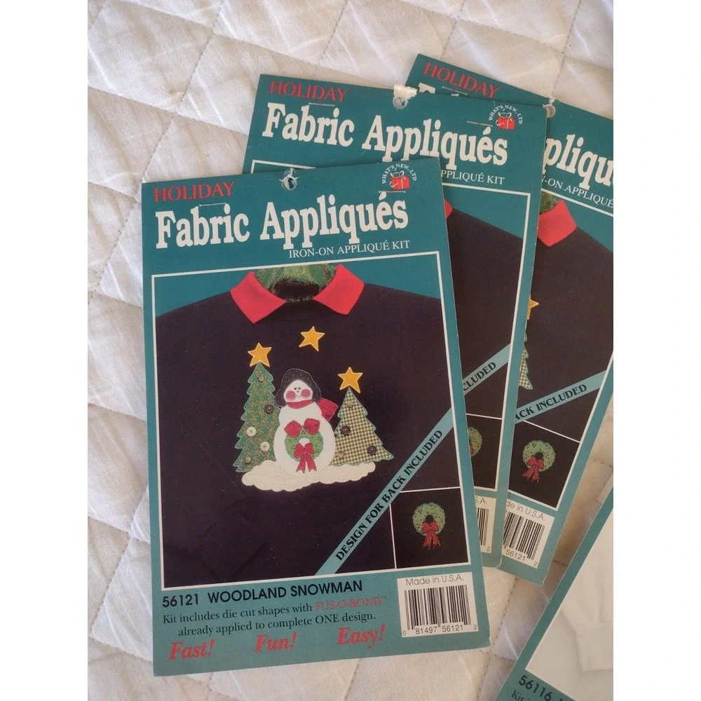 Vtg Lot Of 10 Iron On Appliqué Kits What's NEW old stock NOS 90s 1995 Christmas